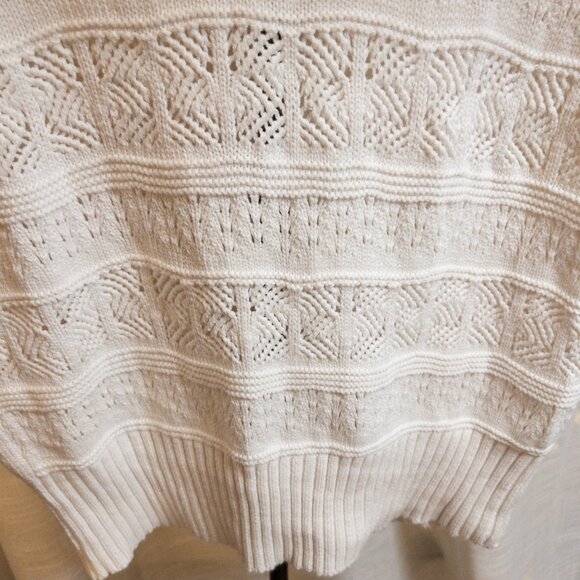 Lauren Conrad Cream Knit Polo Shirt / Sweater Top w/ Ruffled Sleeves Size Large - Picture 5 of 10